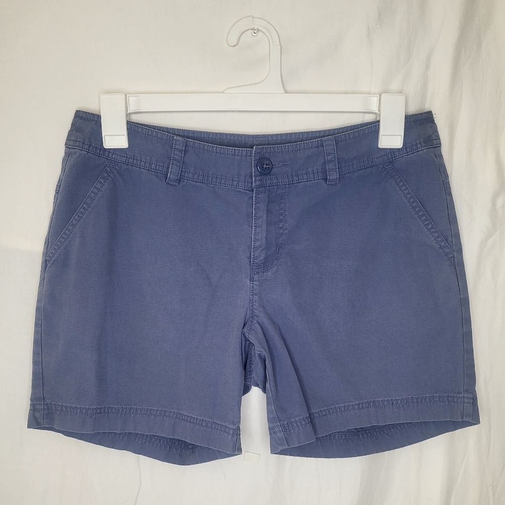 Columbia Women's Compass Ridge Blue Canvas 100% Cotton 6" Shorts Size 10